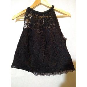 Torrid Women's Black High Neck Sleeveless Lace Crop Top Size 14